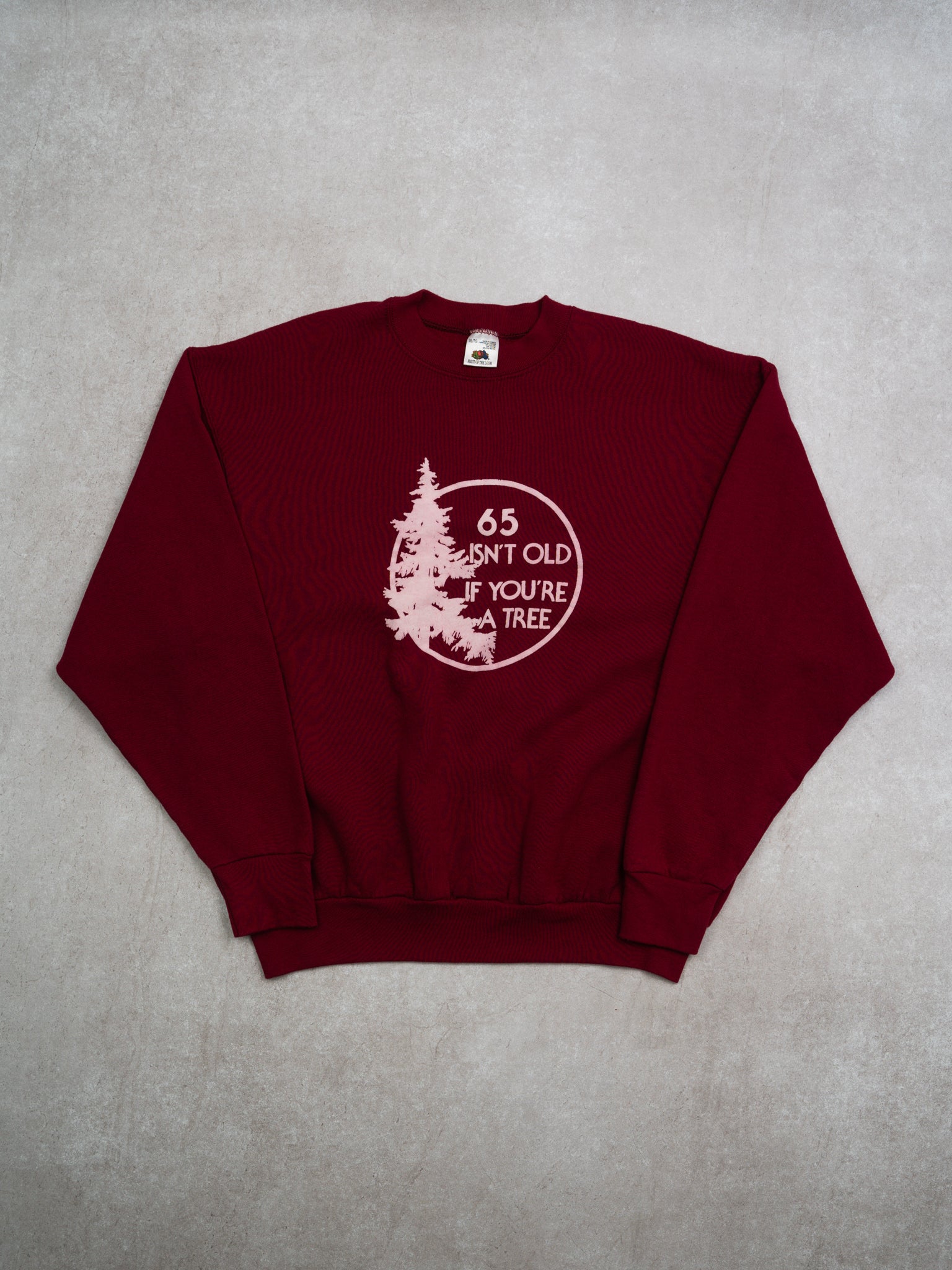 Vintage 90s Maroon "65 Isnt Old If Youre A Tree" Crewneck (L)