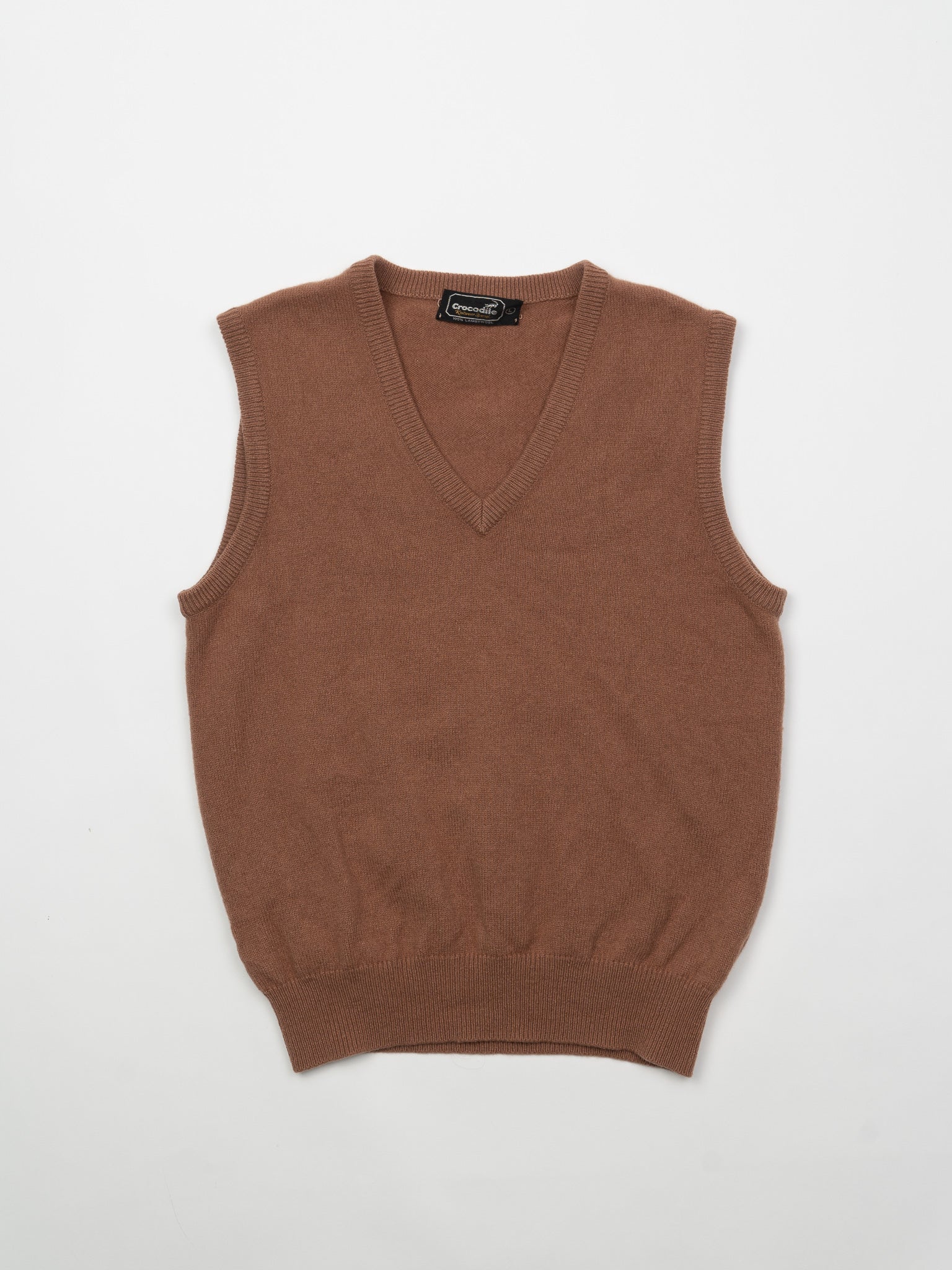Vintage 70s Light Brown Lambs Wool Sweater Vest (M)