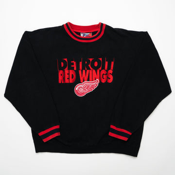 Vintage 90s Black Detroit Red Wings 3D Embroidered Crewneck (L) | Rebalance Vintage.
