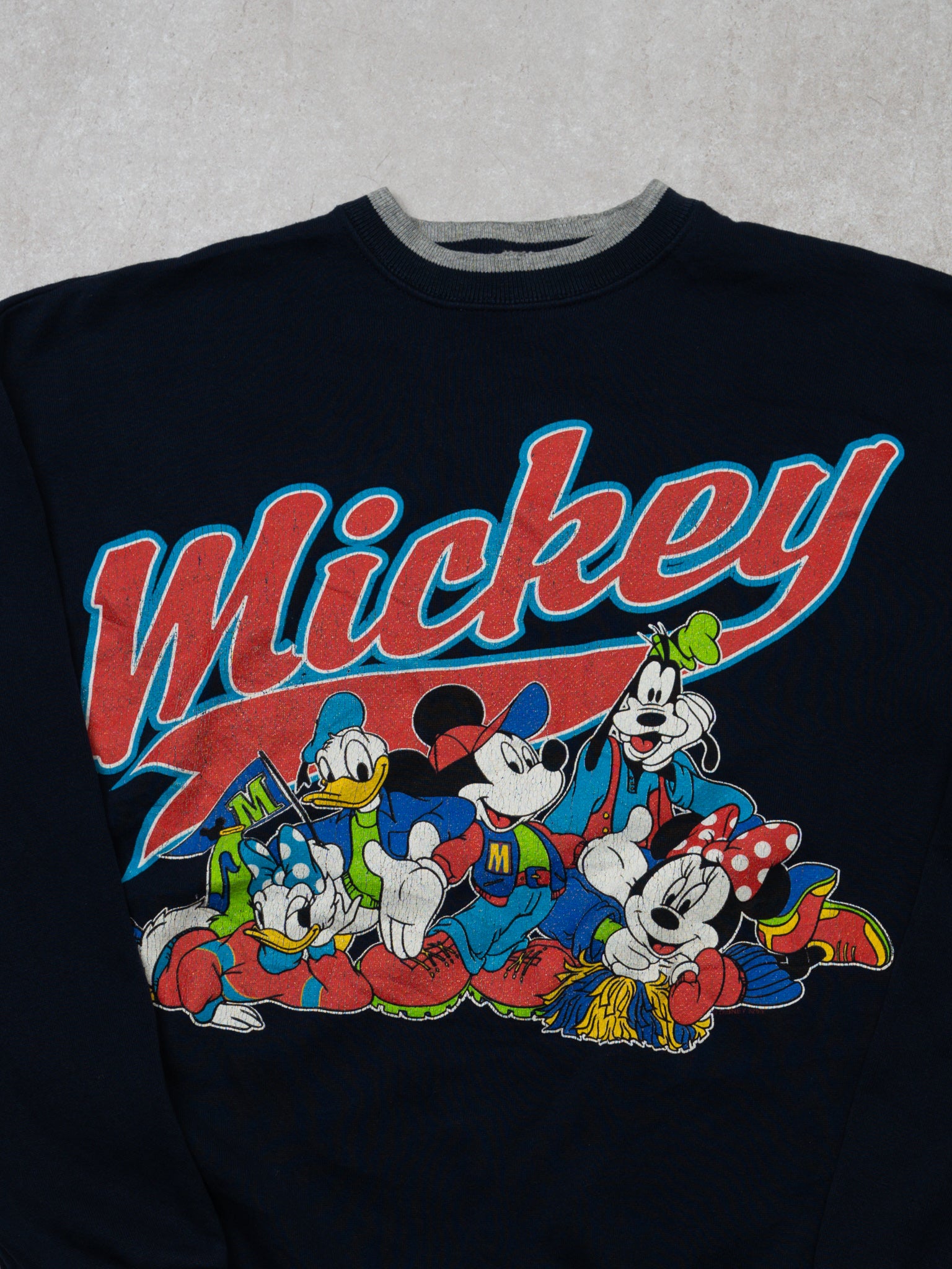 Vintage Navy 90s MIckey + Friends Crewneck (S/M)