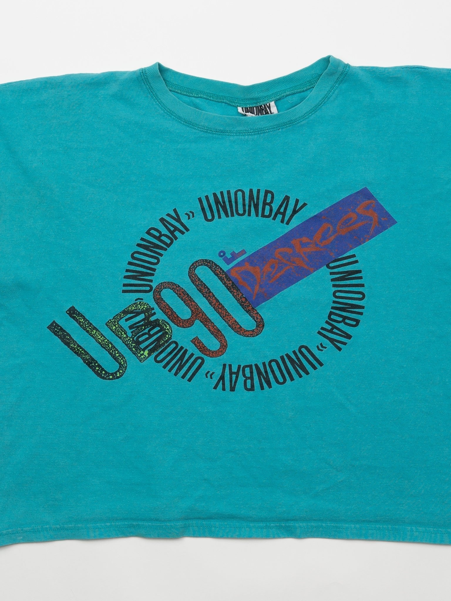 Vintage 90s Teal Union Bay Cropped Tee (L)