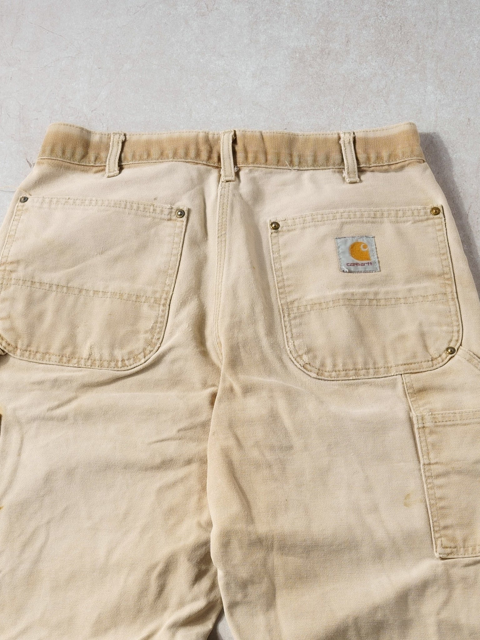 Vintage 90s Washed Khaki Carhartt Double Knee Carpenter Pants (32x31)