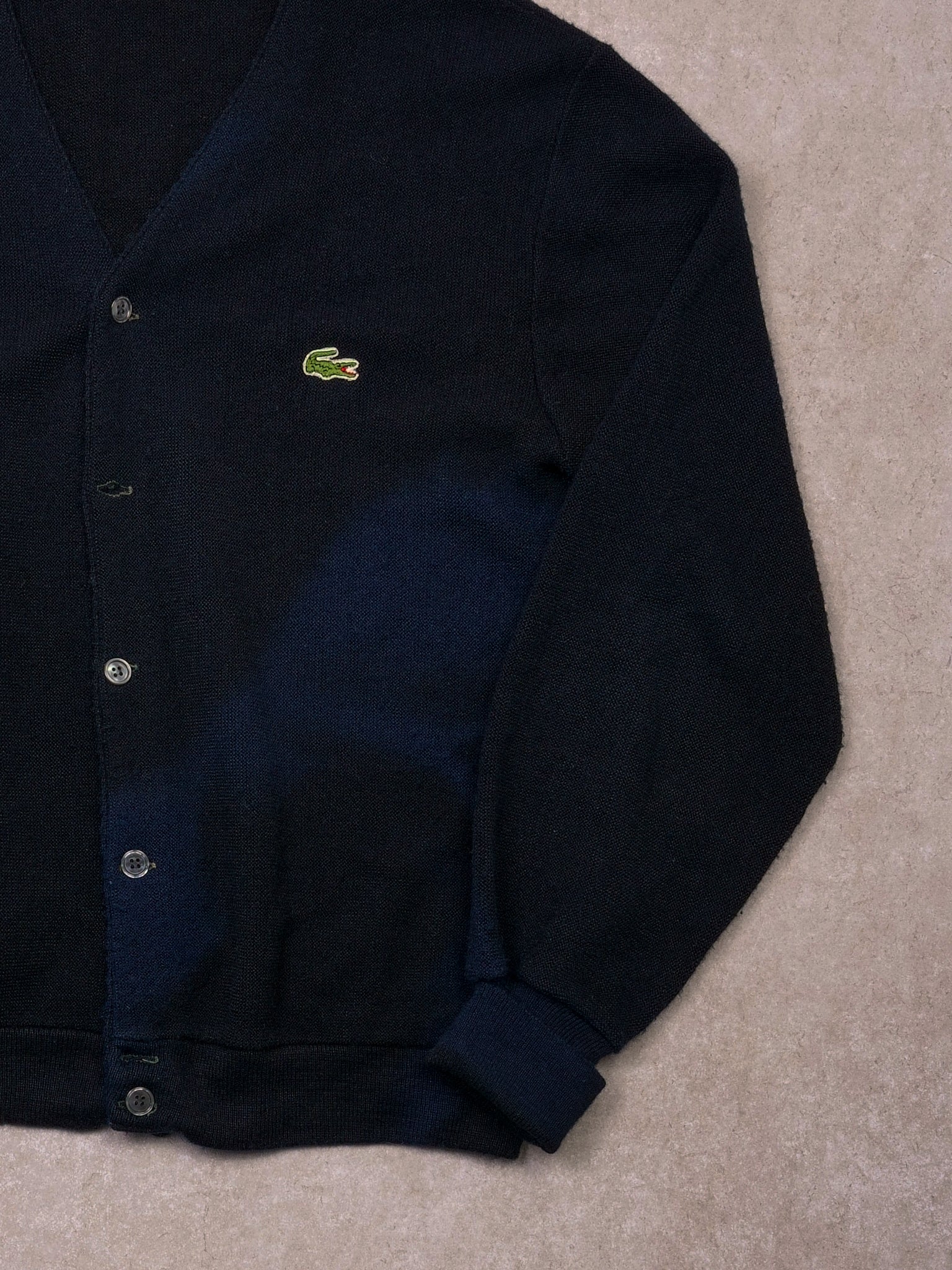 Vintage 70s Black Lacoste X Izod Knit Cardigan (L)