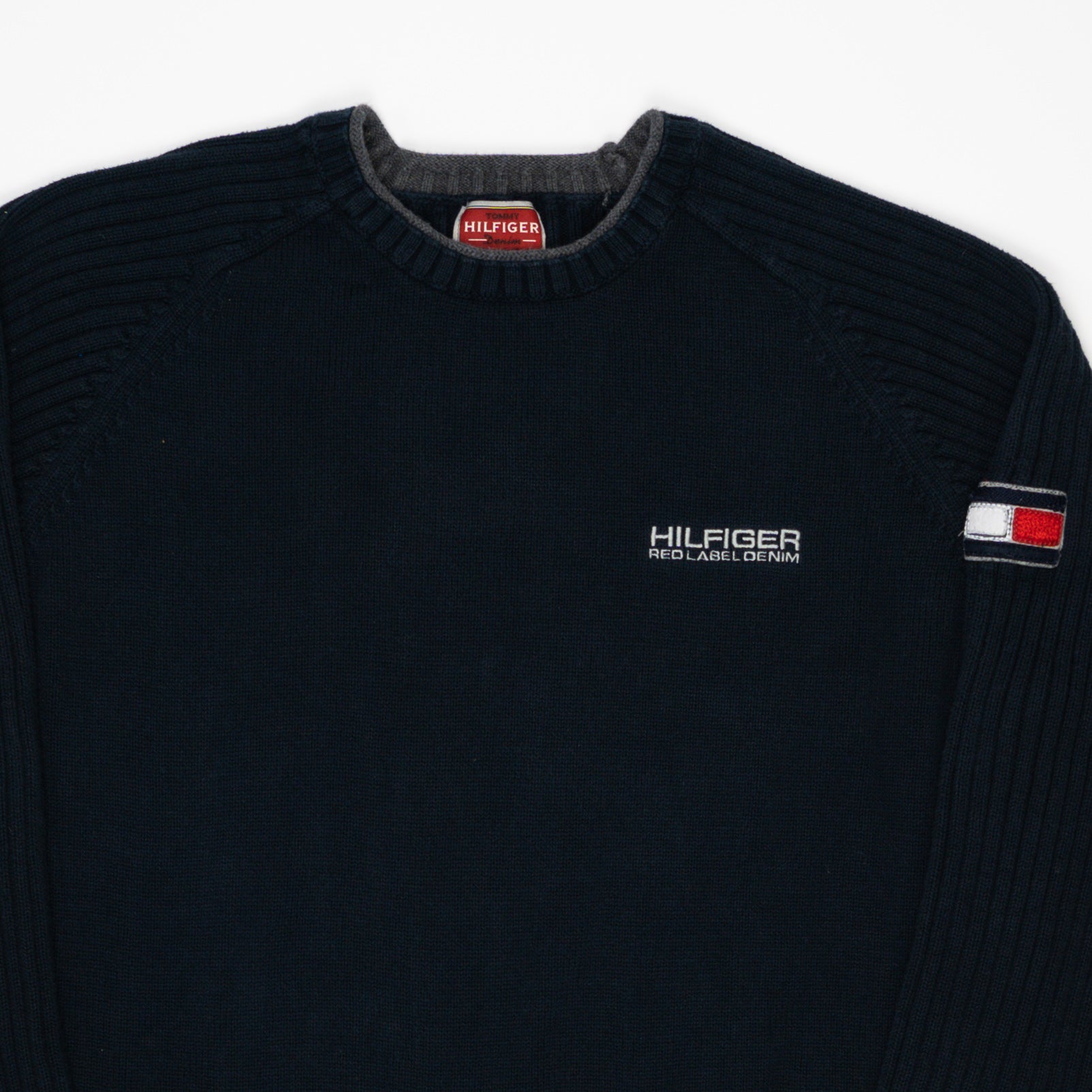 Vintage Navy Tommy HIlfiger Red Label Long Sleeve (M/L) | Rebalance Vintage.
