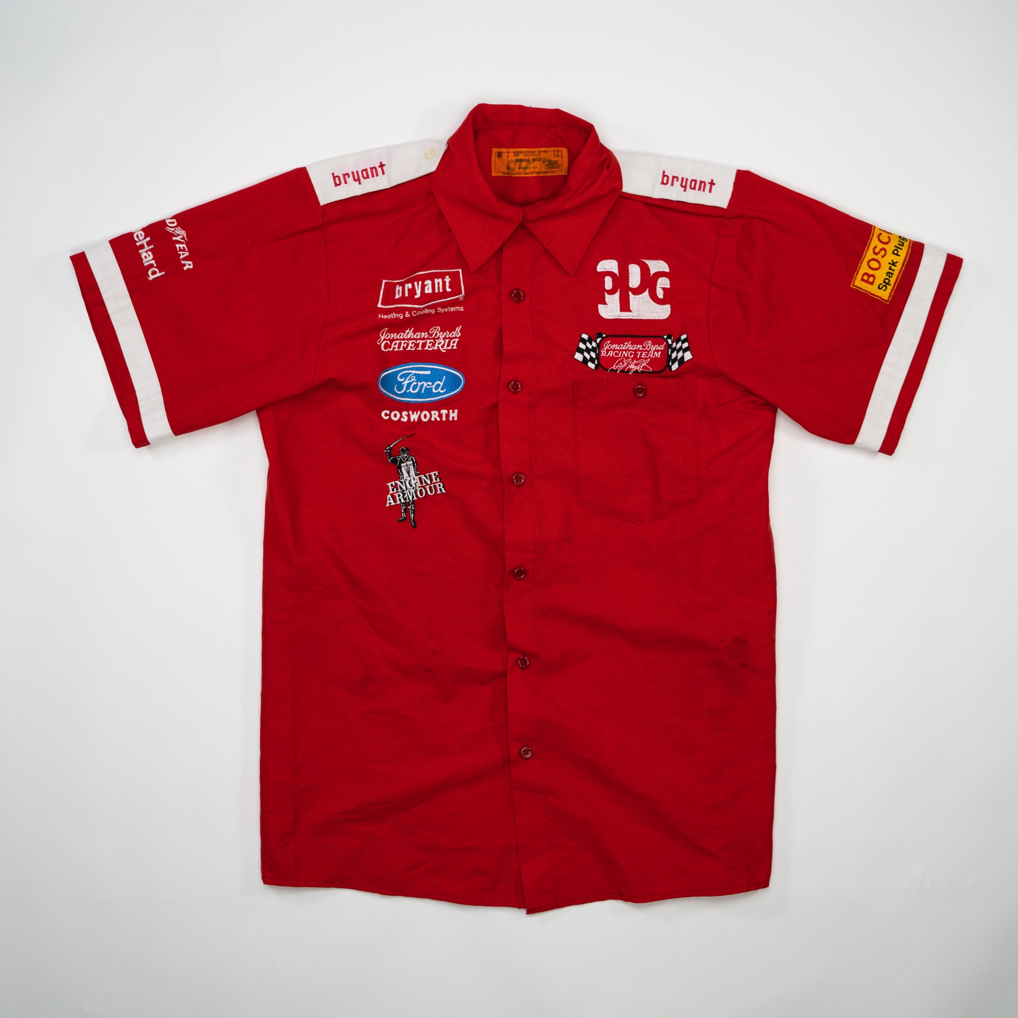 Vintage Red Jonathan Byrd Racing Team Button Up Shirt (M)