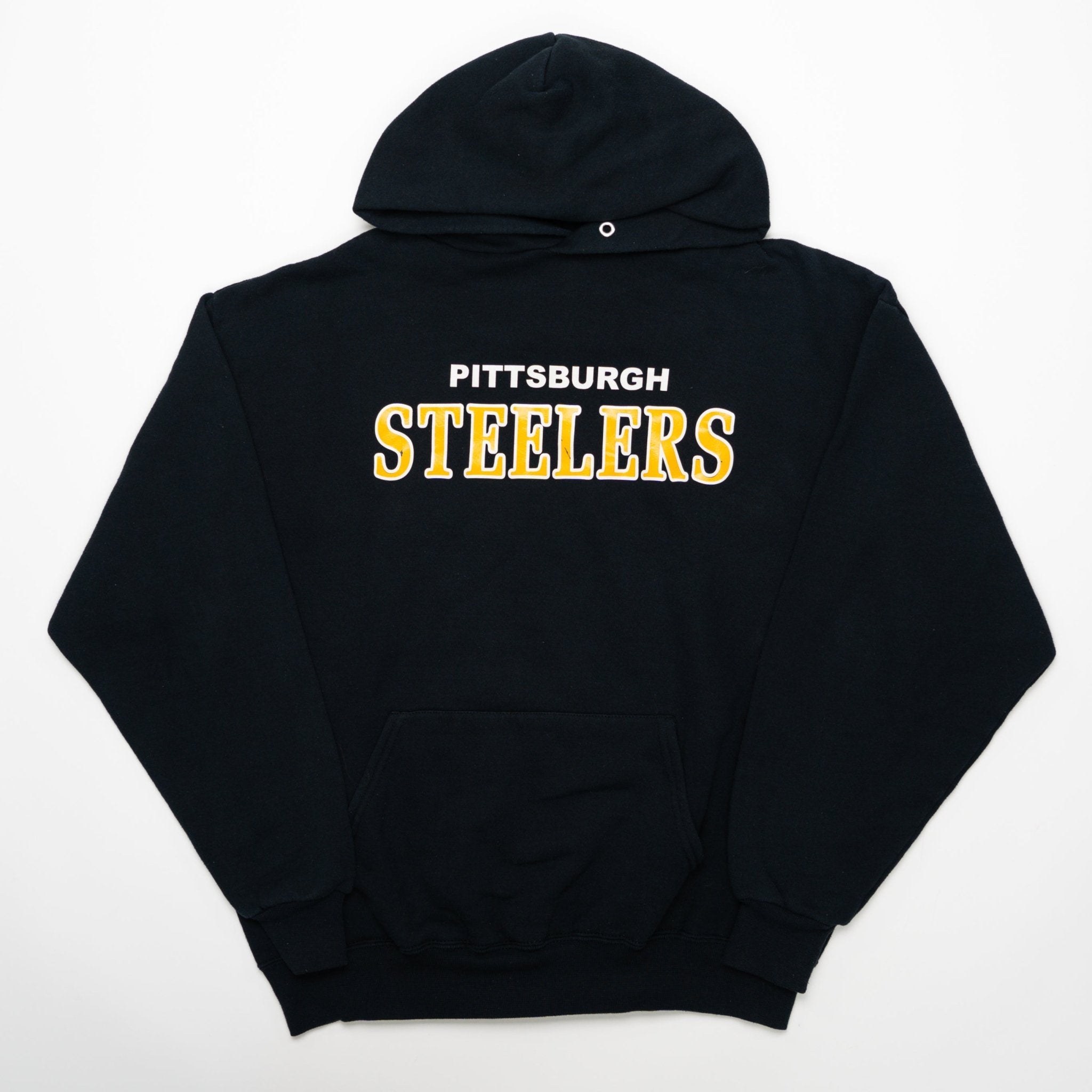 Vintage 90s Black + Yellow Pittsburgh Hoodie (L) | Rebalance Vintage.