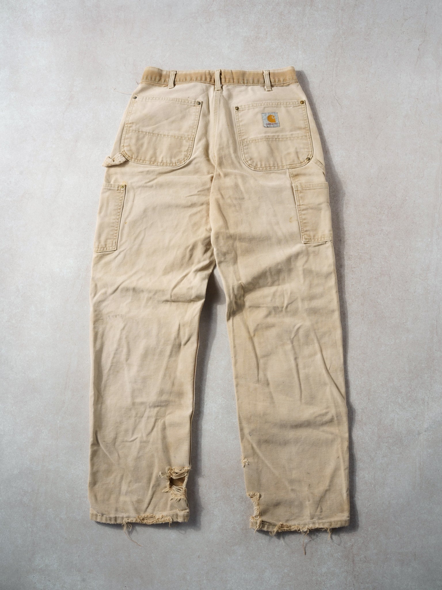 Vintage 90s Washed Khaki Carhartt Double Knee Carpenter Pants (32x31)