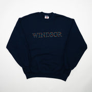 Vintage Navy Multicolor Windsor Spell Out Crewneck (M)