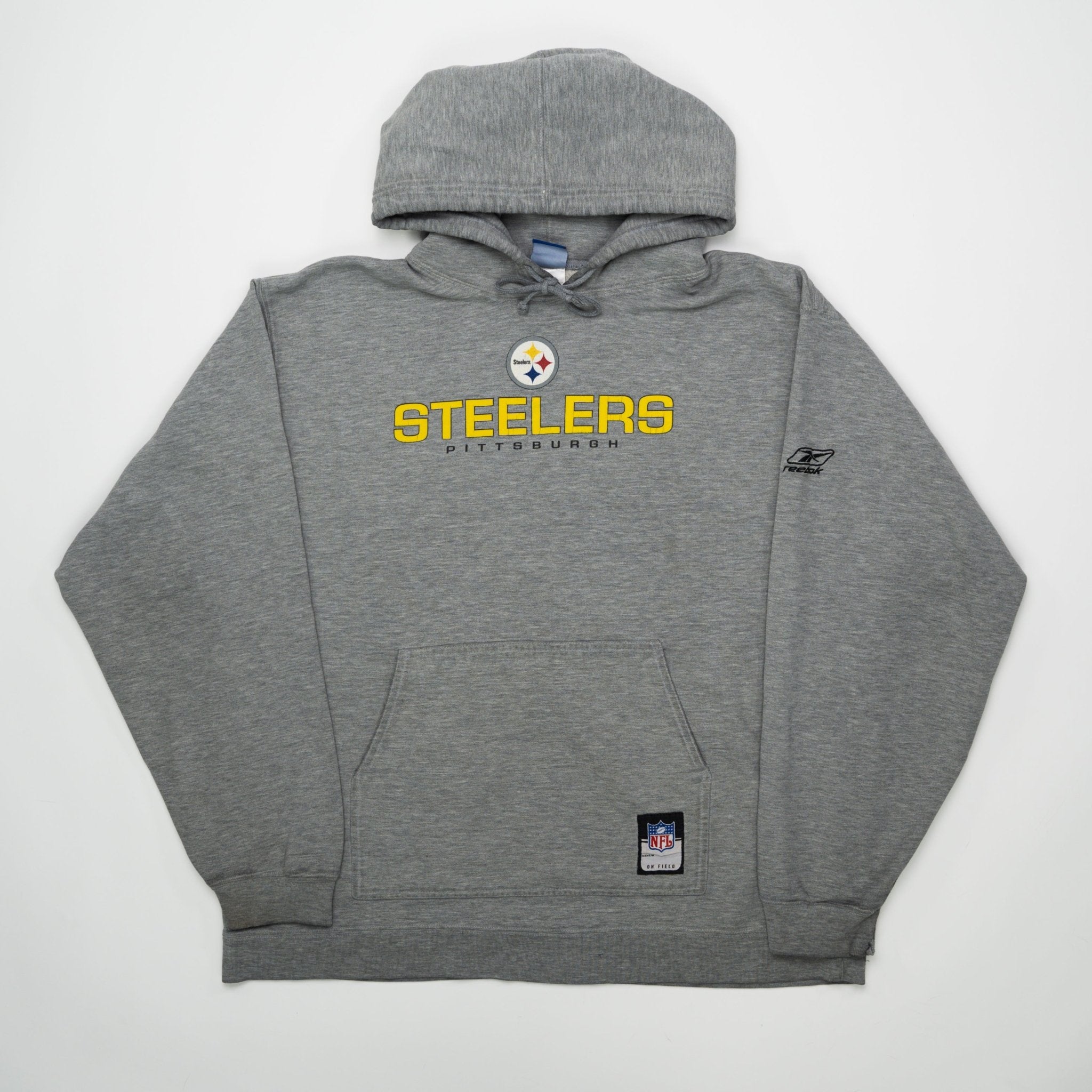 Vintage Grey Steelers Reebok NFL Hoodie (L) | Rebalance Vintage.