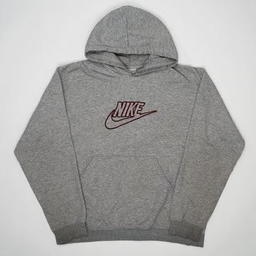 Vintage 00s Grey + Red Nike Spell Out Hoodie (XL) | Rebalance Vintage.