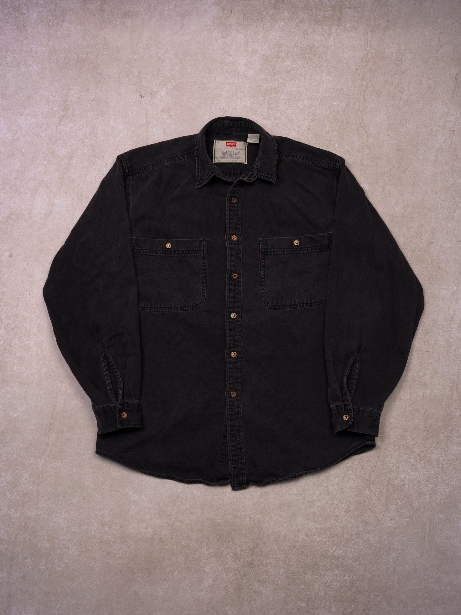Vintage Y2K Washed Black Levi's Denim Button Up (S/M)