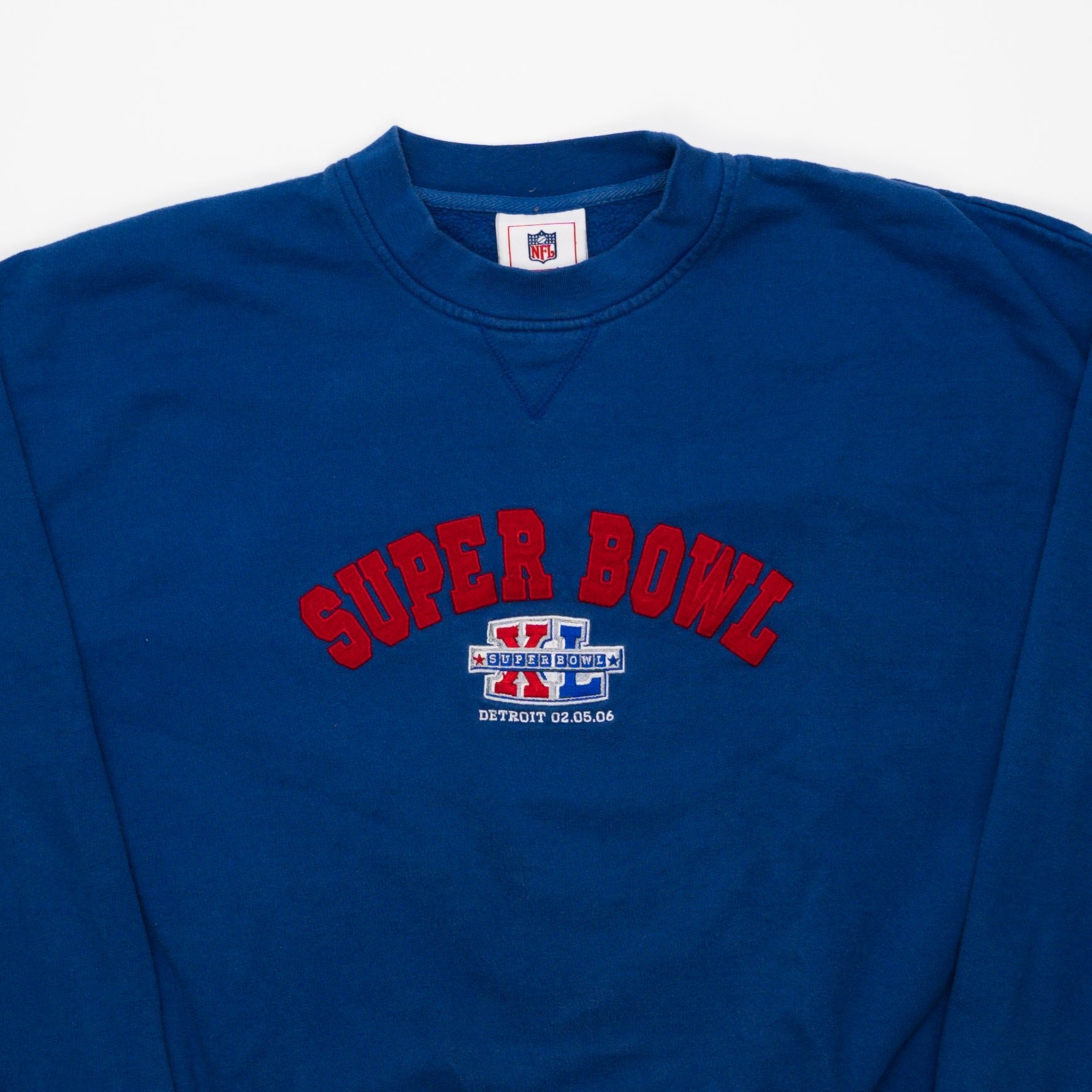 Vintage '06 Blue Super Bowl Detroit XL Crewneck (L/XL) | Rebalance Vintage.