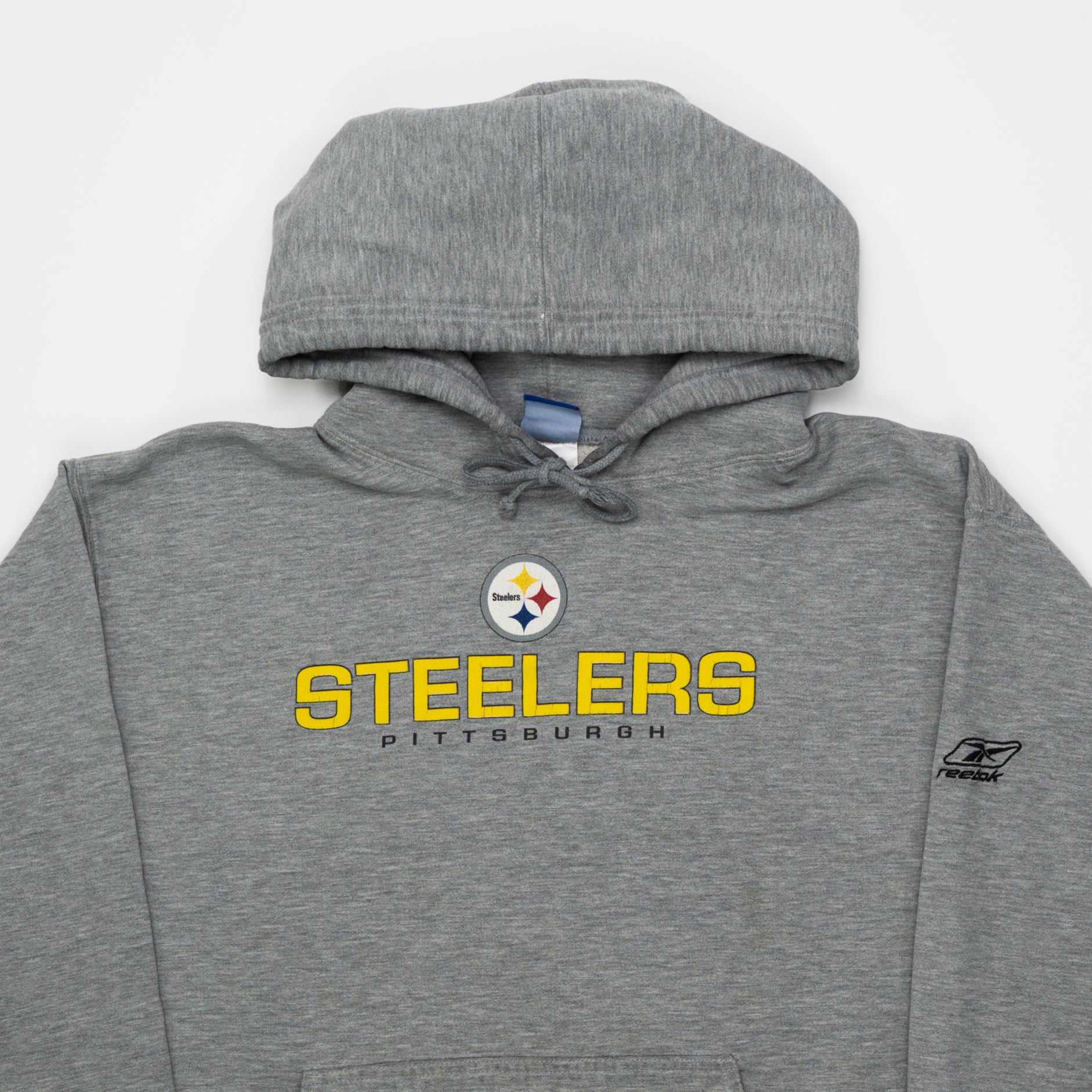 Vintage Grey Steelers Reebok NFL Hoodie (L) | Rebalance Vintage.