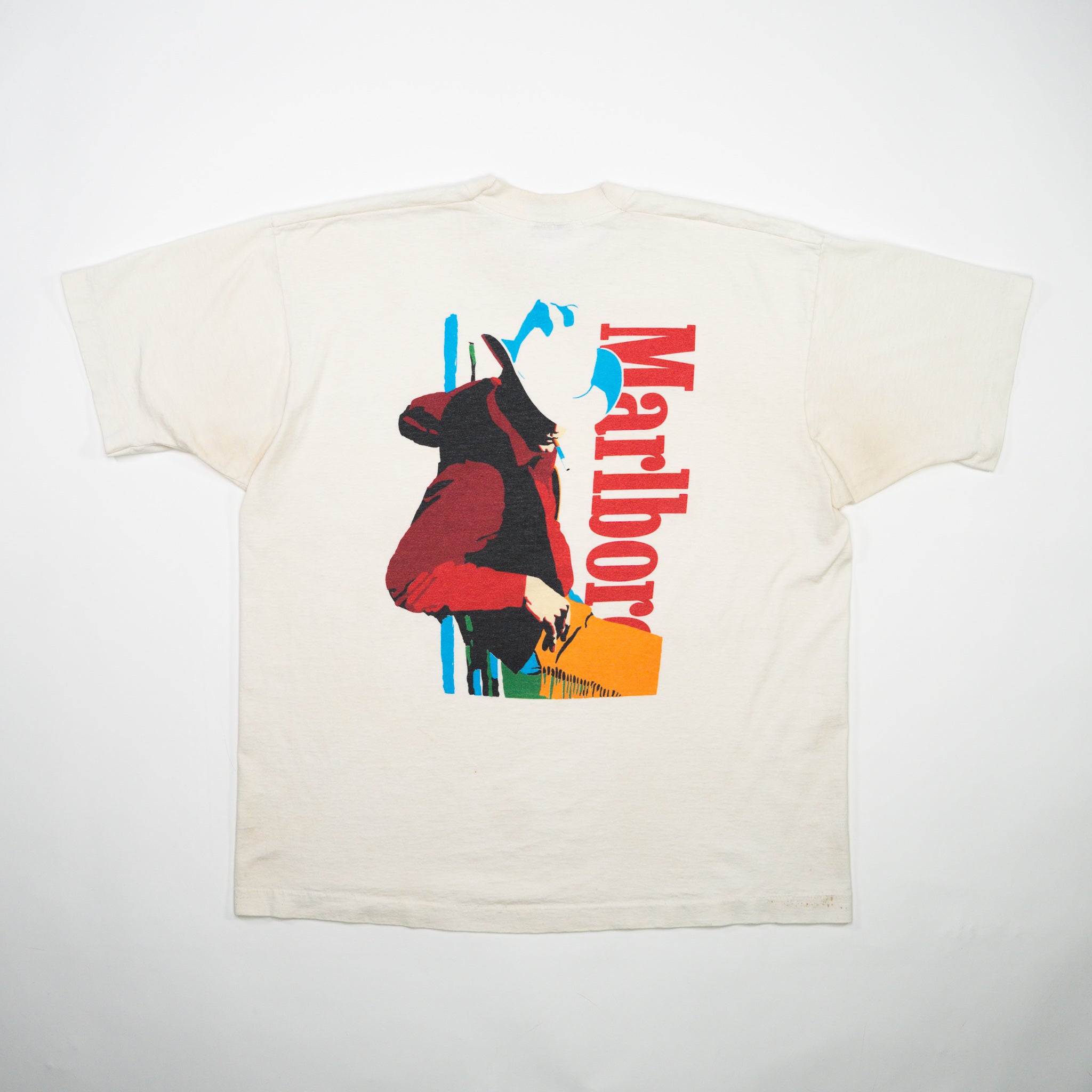 Vintage 90s Cream Marlboro Cowboy Smoking Tee