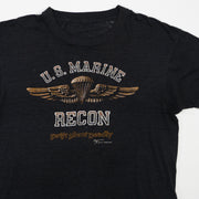 Vintage Black Rugged  '88 U.S Marines Recon Single Tee