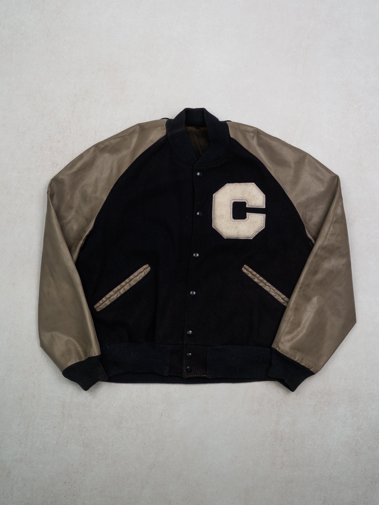 Vintage 80s Blue + Gray 'C' Varsity Jacket (M/L)