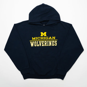Vintage Dark Blue Michigan Wolverines Hoodie (M/L) | Rebalance Vintage.