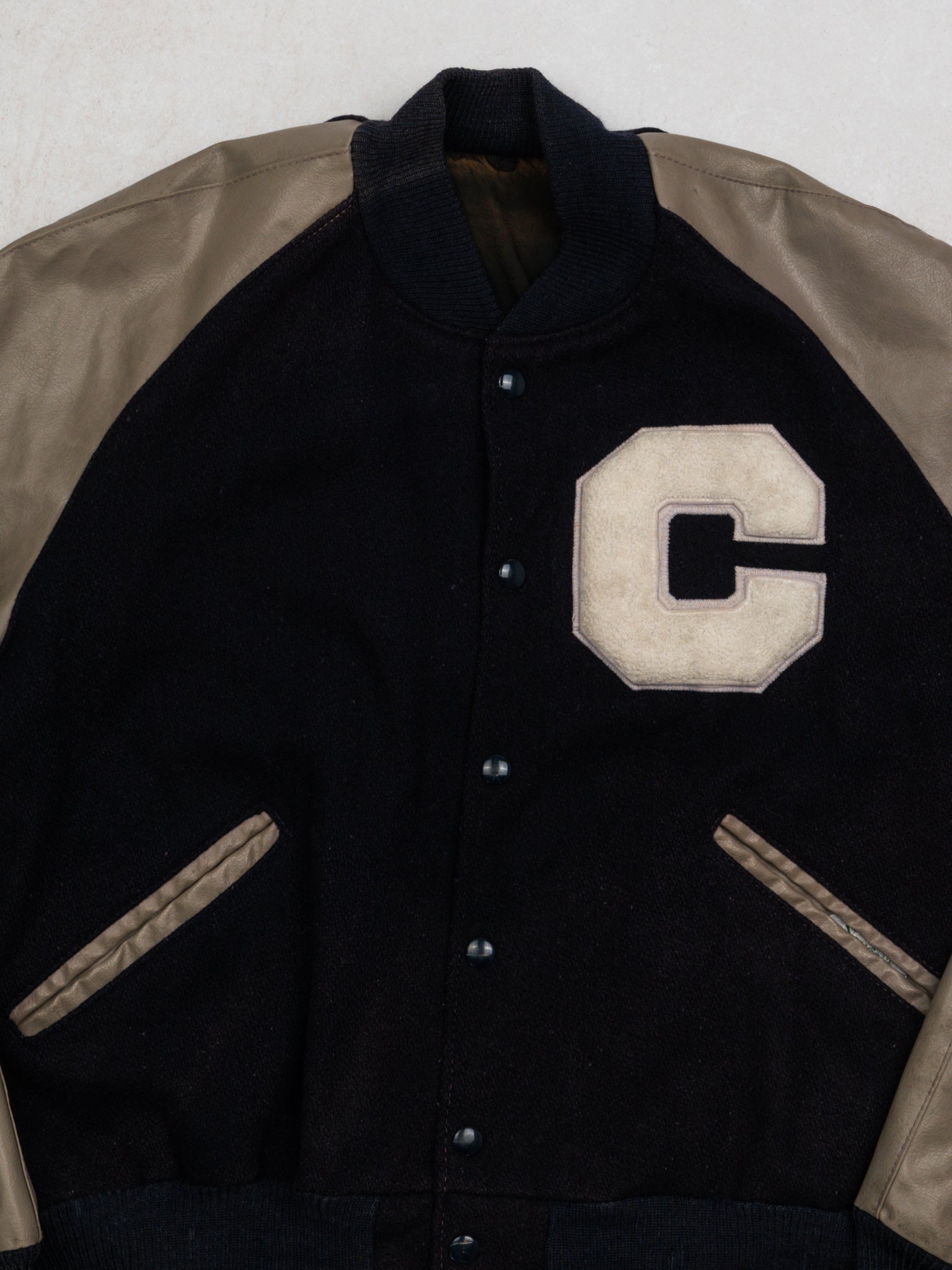 Vintage 80s Blue + Gray 'C' Varsity Jacket (M/L)