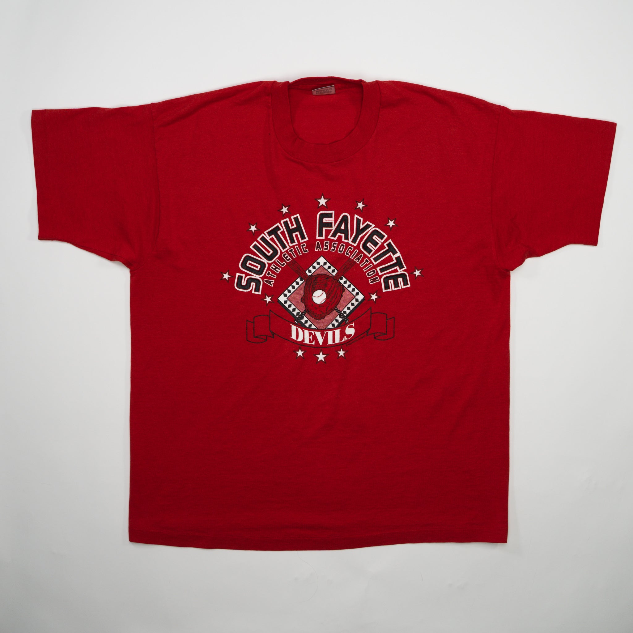 Vintage 90s Red South Fayette Devils Single Stitch Tee (L)