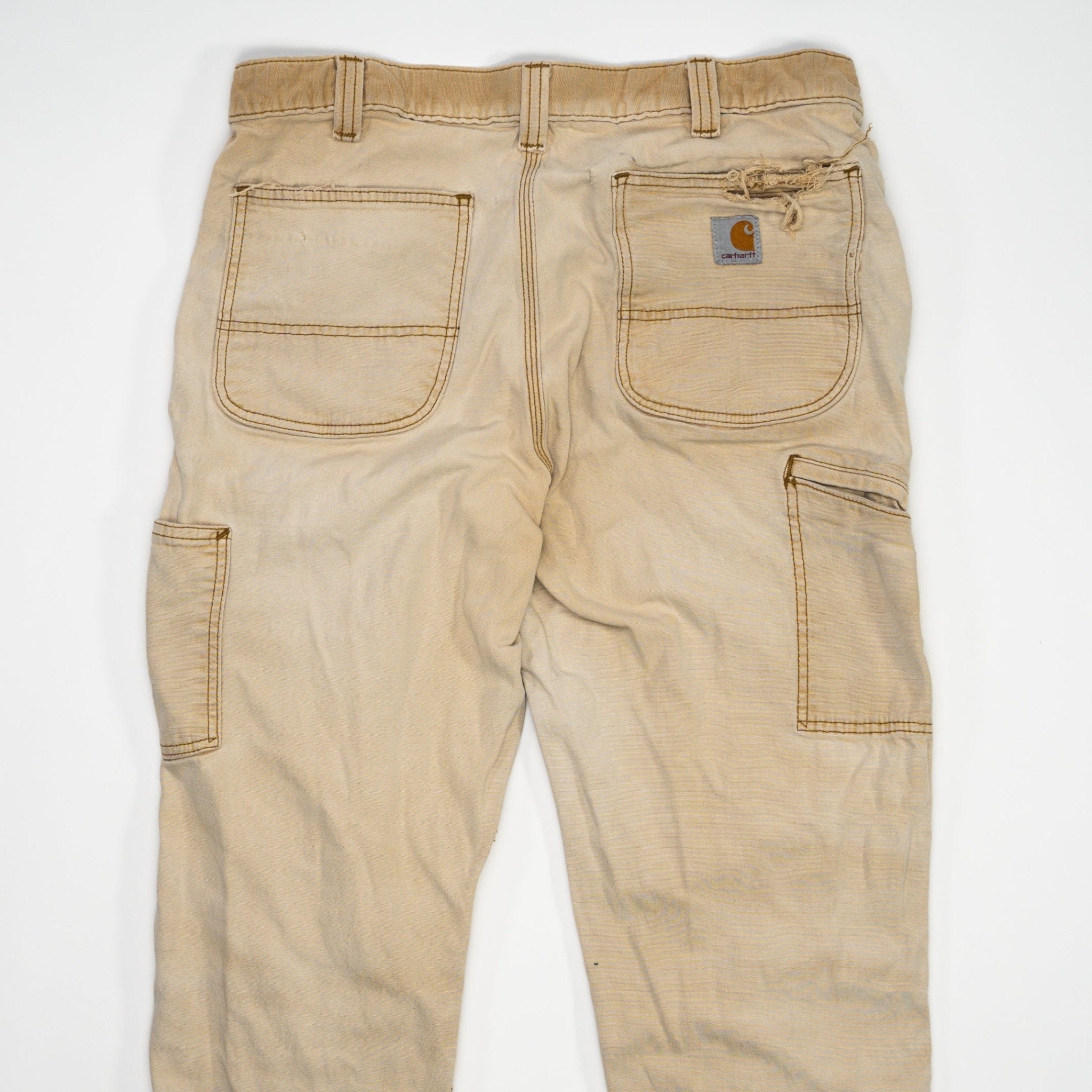 Vintage Beige Carhartt Relax Fit Double Knee Cargo Pants (34 x 34) | Rebalance Vintage.