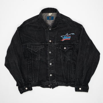 Vintage 90s Black Labatts Blue 'Rocks With You' Jean Jacket (L/XL) | Rebalance Vintage.