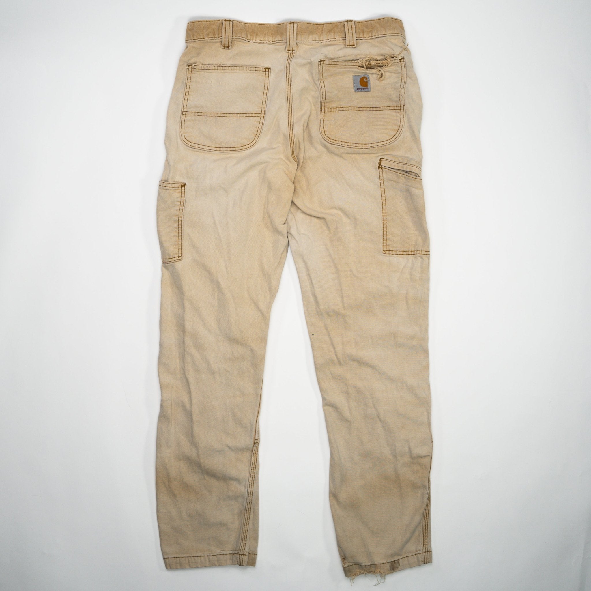 Vintage Beige Carhartt Relax Fit Double Knee Cargo Pants (34 x 34) | Rebalance Vintage.