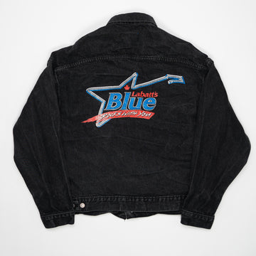 Vintage 90s Black Labatts Blue 'Rocks With You' Jean Jacket (L/XL) | Rebalance Vintage.