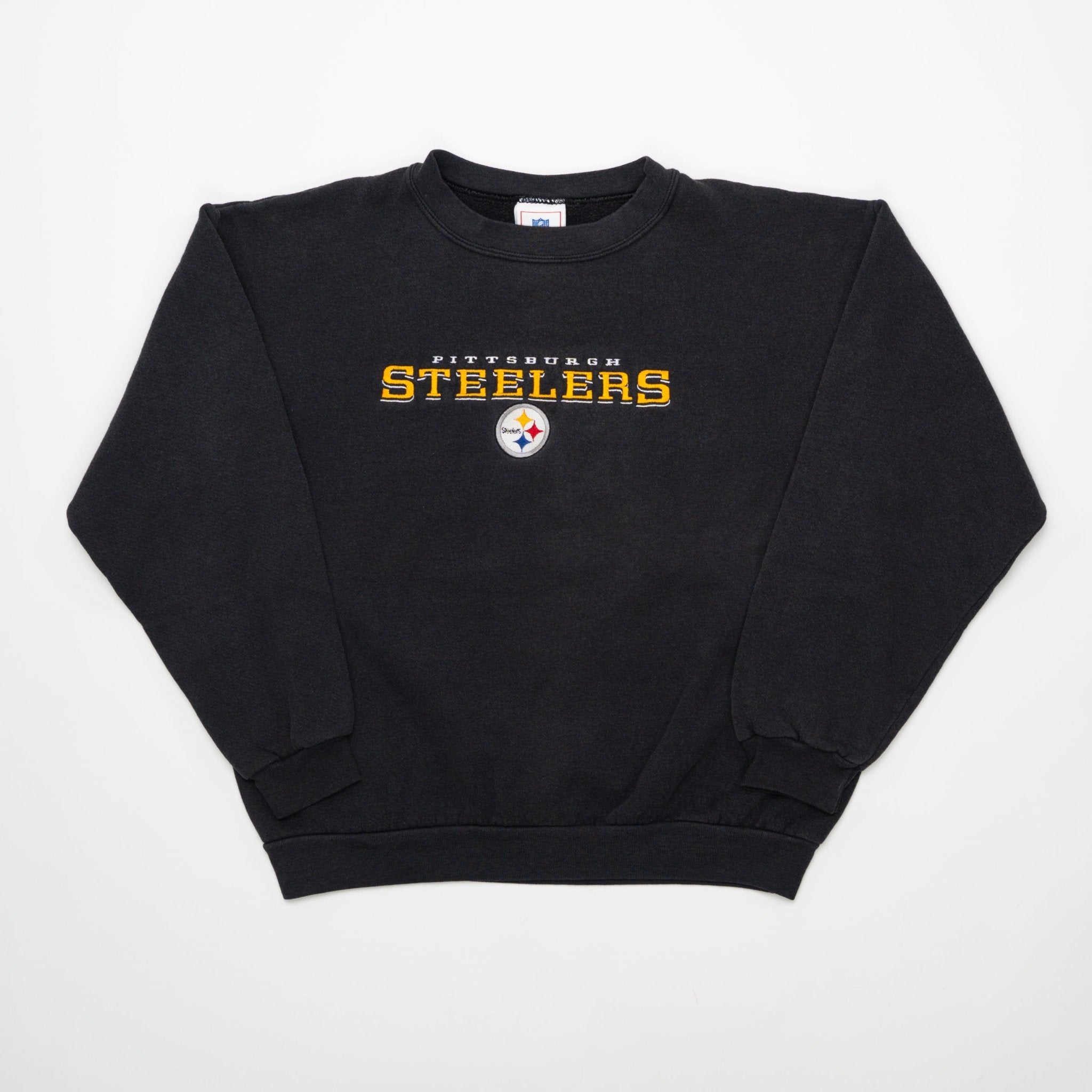 Vintage 90s Washed Black Steelers Crewneck (M) | Rebalance Vintage.