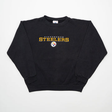 Vintage 90s Washed Black Steelers Crewneck (M) | Rebalance Vintage.