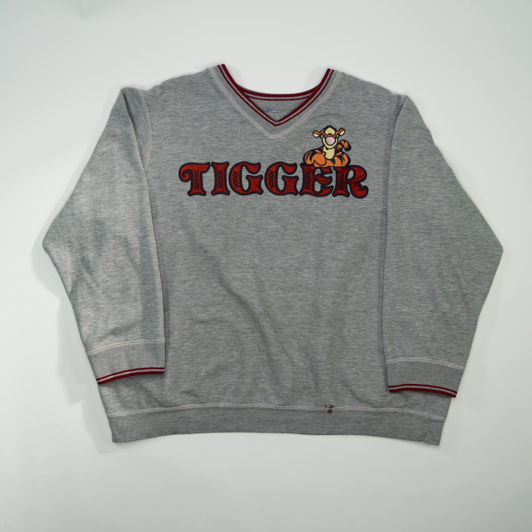 Vintage Grey Tigger V Neck Sweater (L)