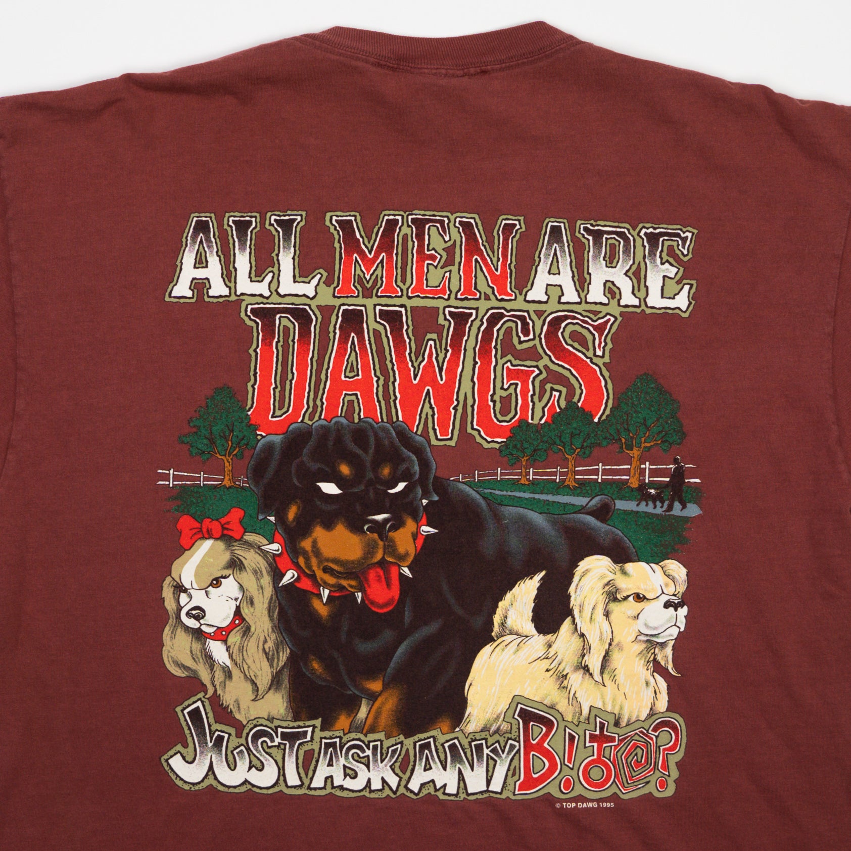 Vintage '95 Red Top Dog Ask Any B**** Tee (L)