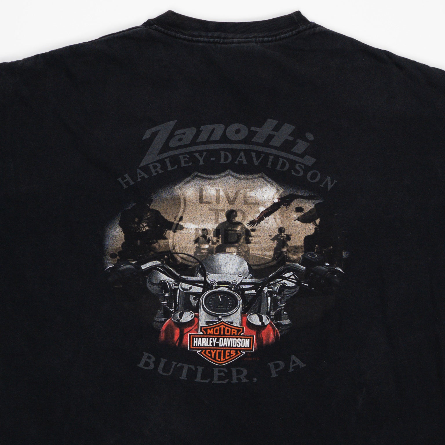 Vintage '08 Black Harley Davidson Rocks Butler, PA Tee (M/L) | Rebalance Vintage.