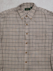 Vintage 80s Beige + Black Checkered Arcylic Button Up (XL)