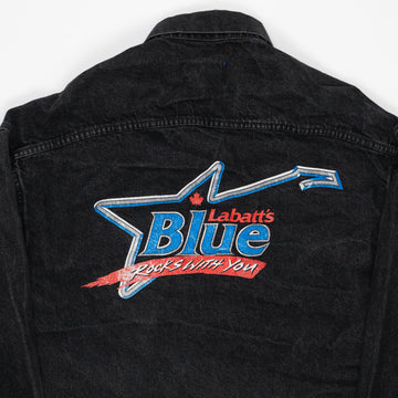 Vintage 90s Black Labatts Blue 'Rocks With You' Jean Jacket (L/XL) | Rebalance Vintage.