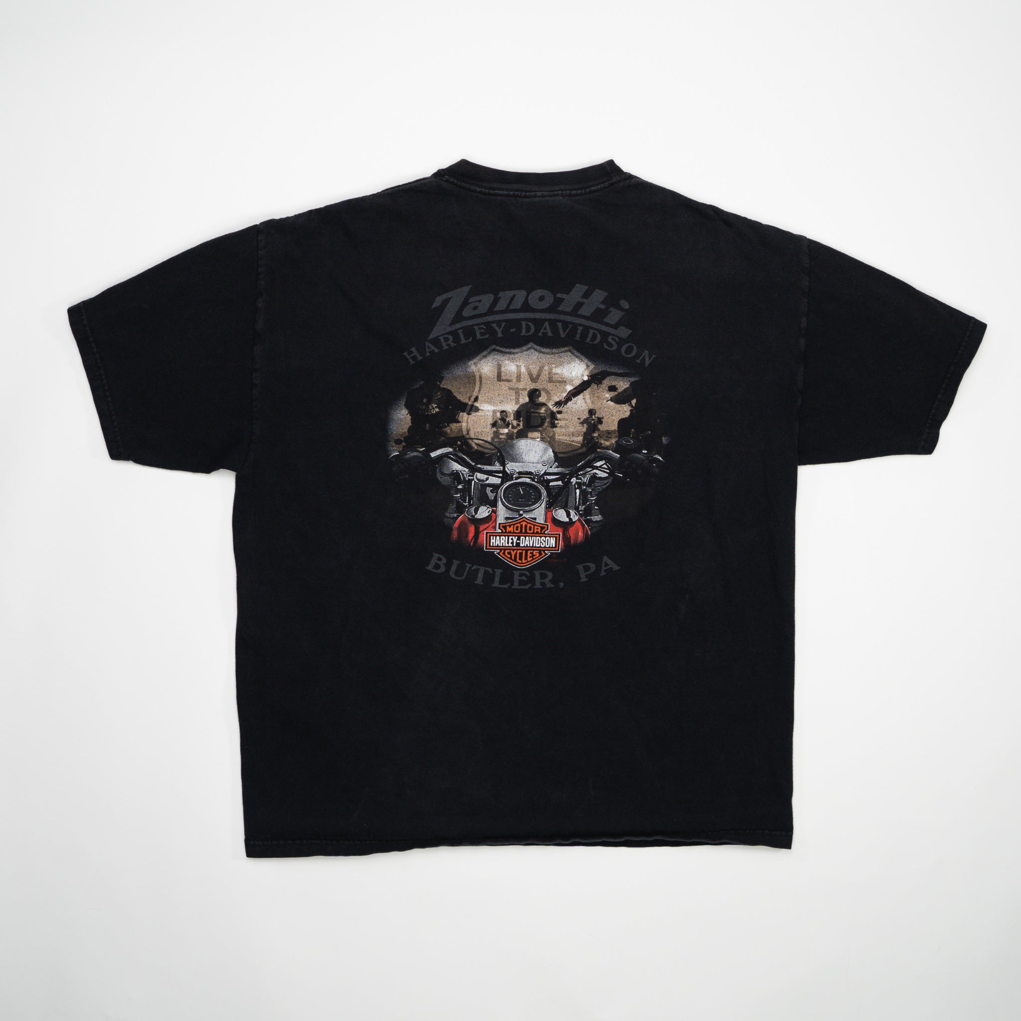 Vintage '08 Black Harley Davidson Rocks Butler, PA Tee (M/L) | Rebalance Vintage.