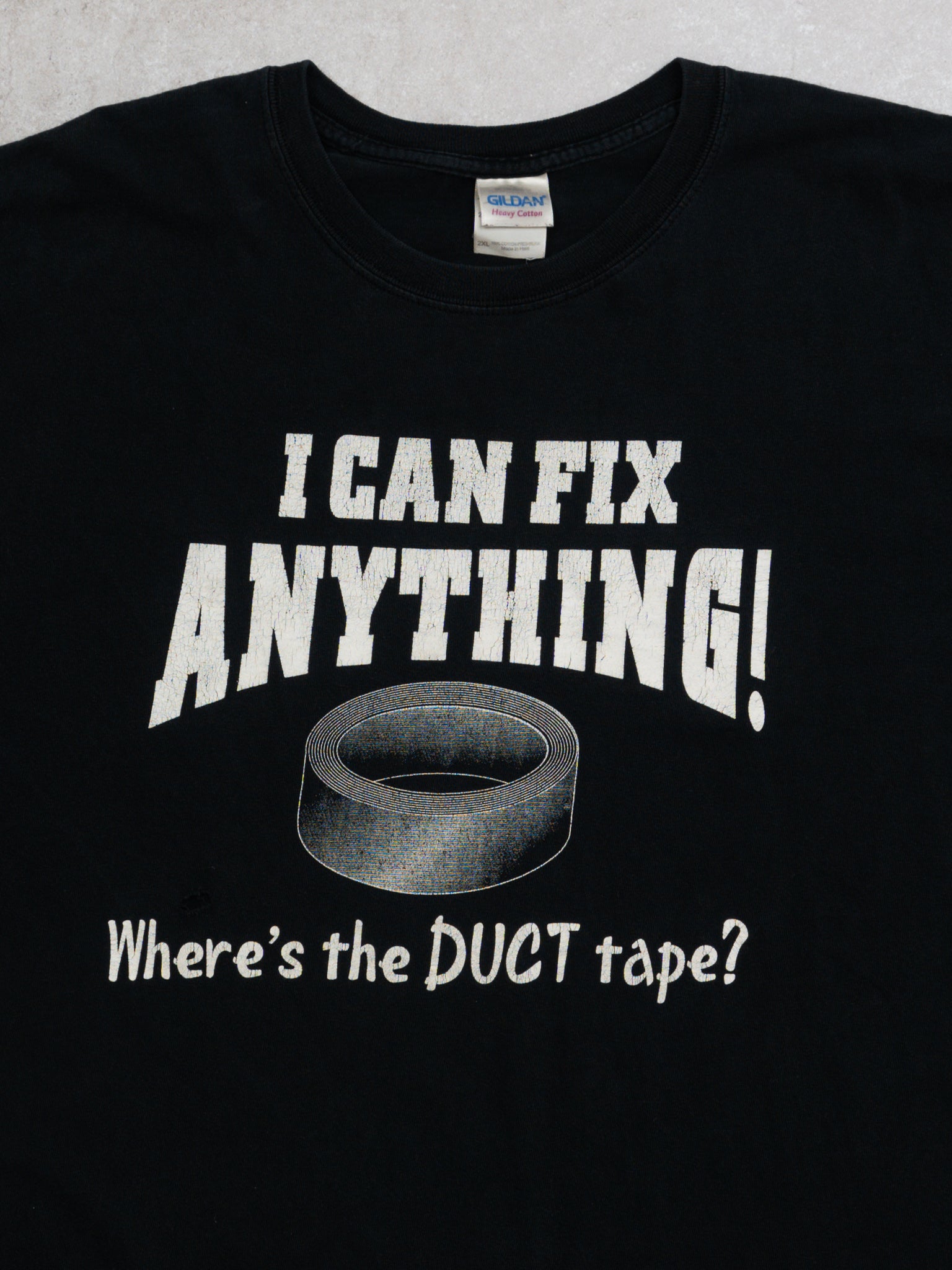 Vintage Black 'I Can Fix Anything Duct Tape'Tee (L/XL)