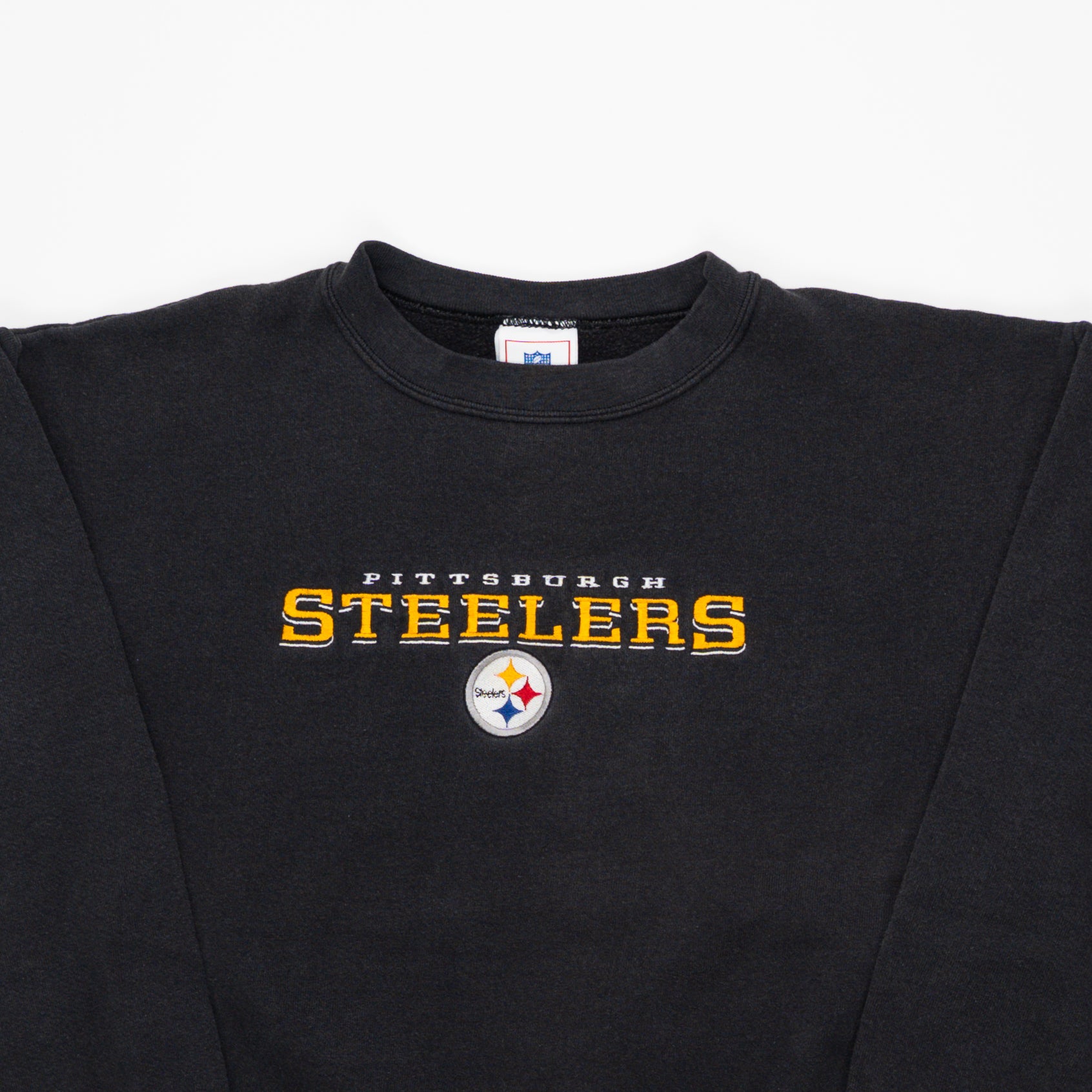 Vintage 90s Washed Black Steelers Crewneck (M) | Rebalance Vintage.