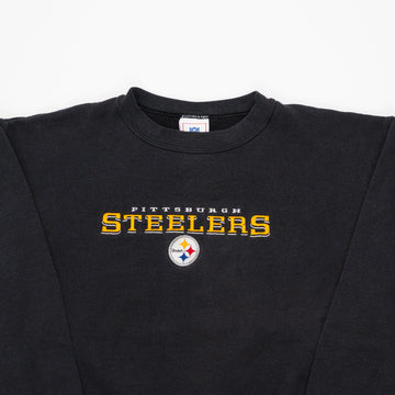 Vintage 90s Washed Black Steelers Crewneck (M) | Rebalance Vintage.