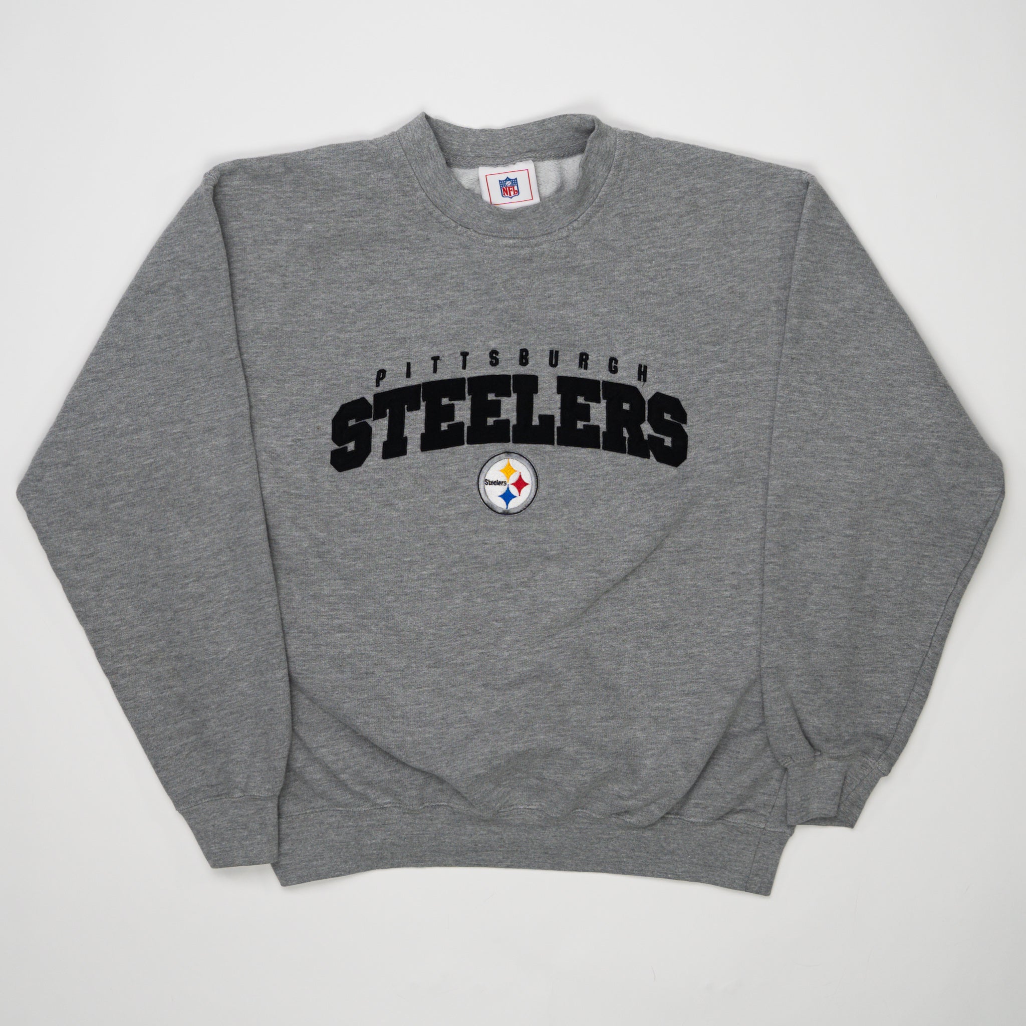 Vintage Grey Pittsburgh Steelers Spell Out NFL Crewneck | Rebalance Vintage.