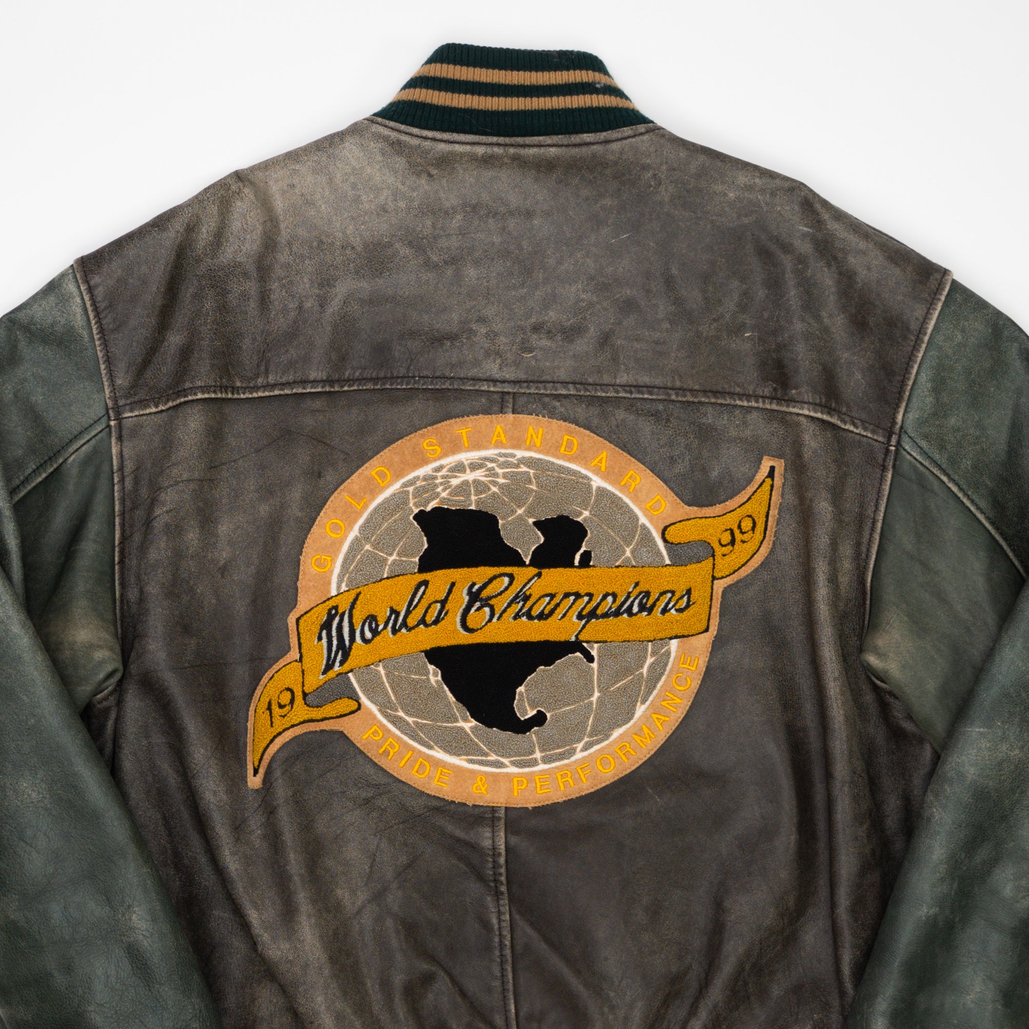 Vintage RARE Faded Brown + Green Team Canada Leather Varsity Jacket