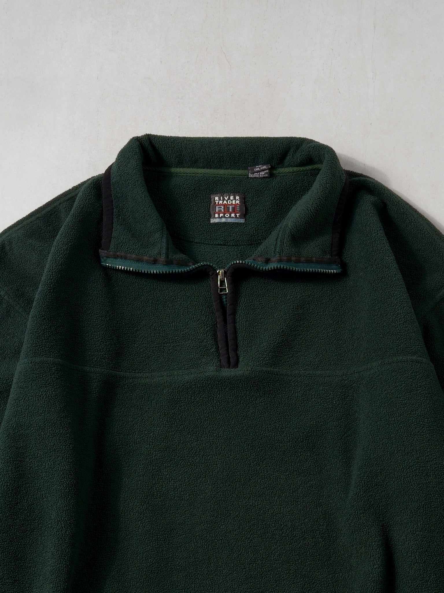 Vintage 80s Dark Green River Trader Sport 1/4 Zip Fleece (XXL)