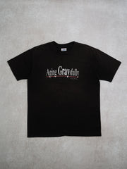 Vintage 90s Black 'Aging Graysfully' Single Stitch Tee (M)