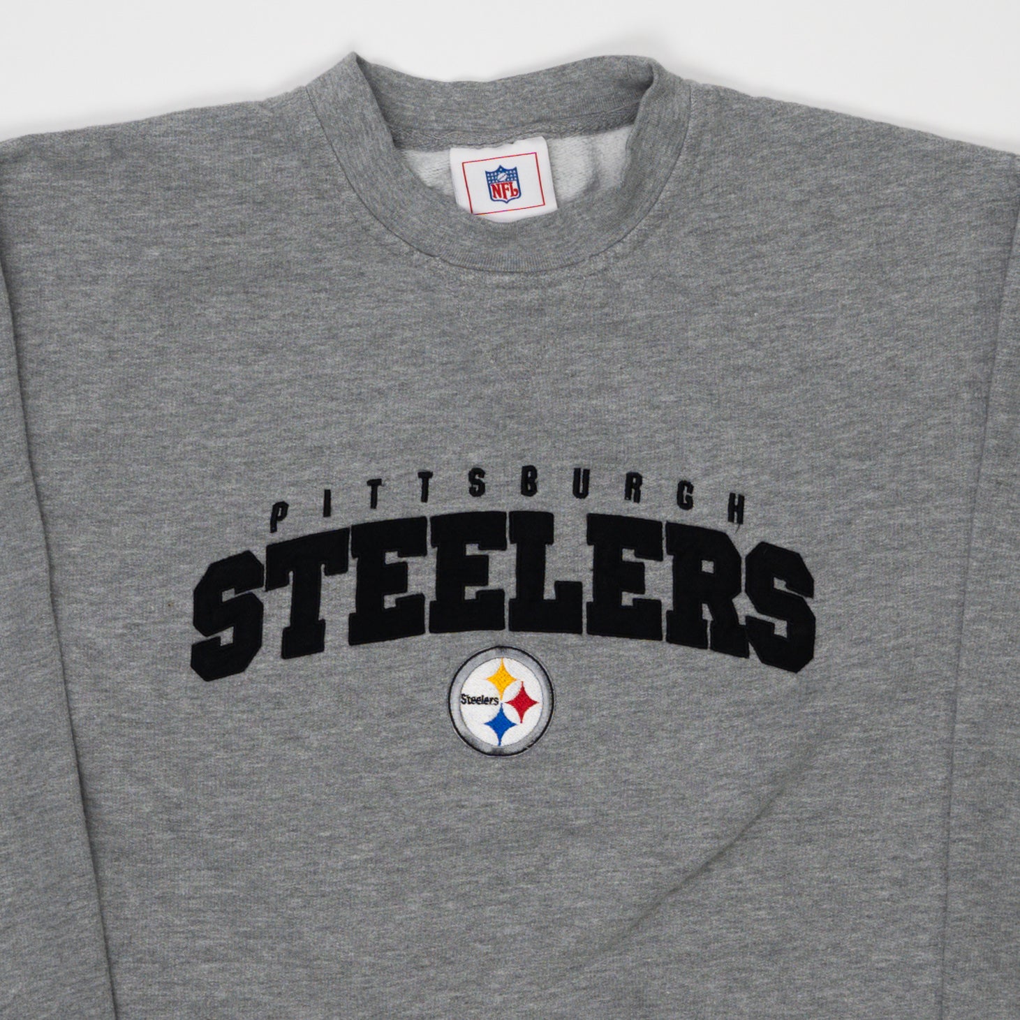 Vintage Grey Pittsburgh Steelers Spell Out NFL Crewneck | Rebalance Vintage.