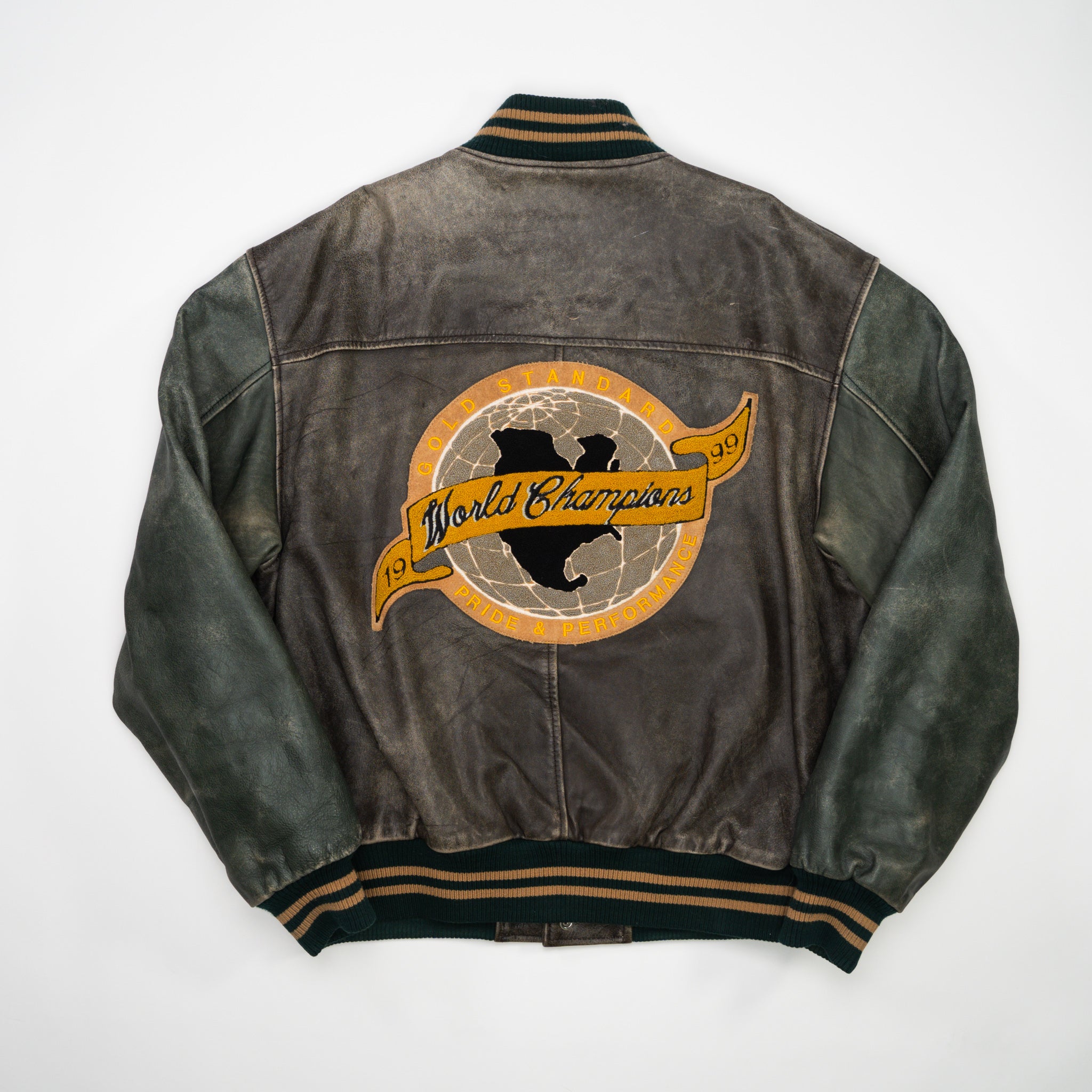 Vintage RARE Faded Brown + Green Team Canada Leather Varsity Jacket