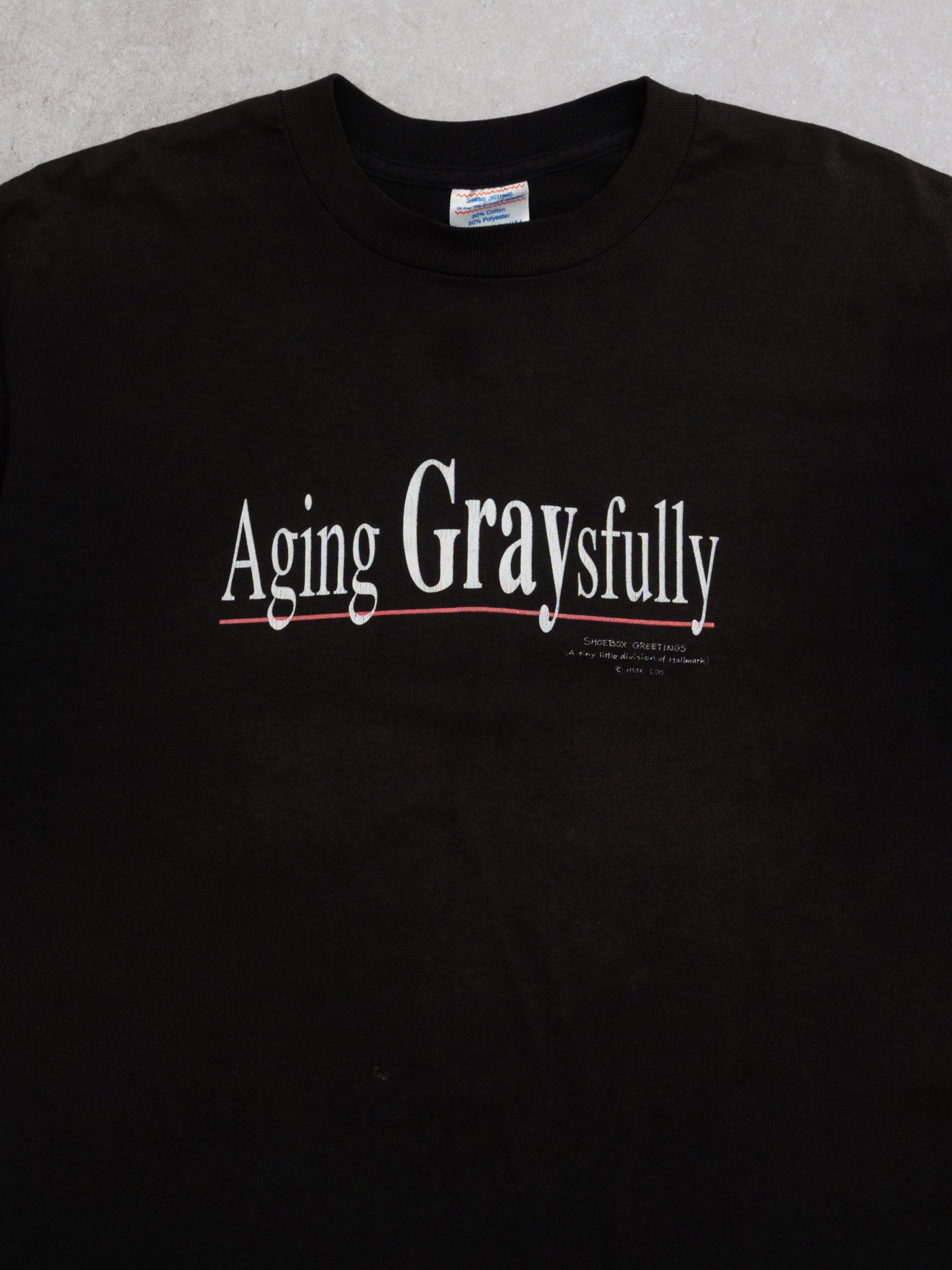 Vintage 90s Black 'Aging Graysfully' Single Stitch Tee (M)