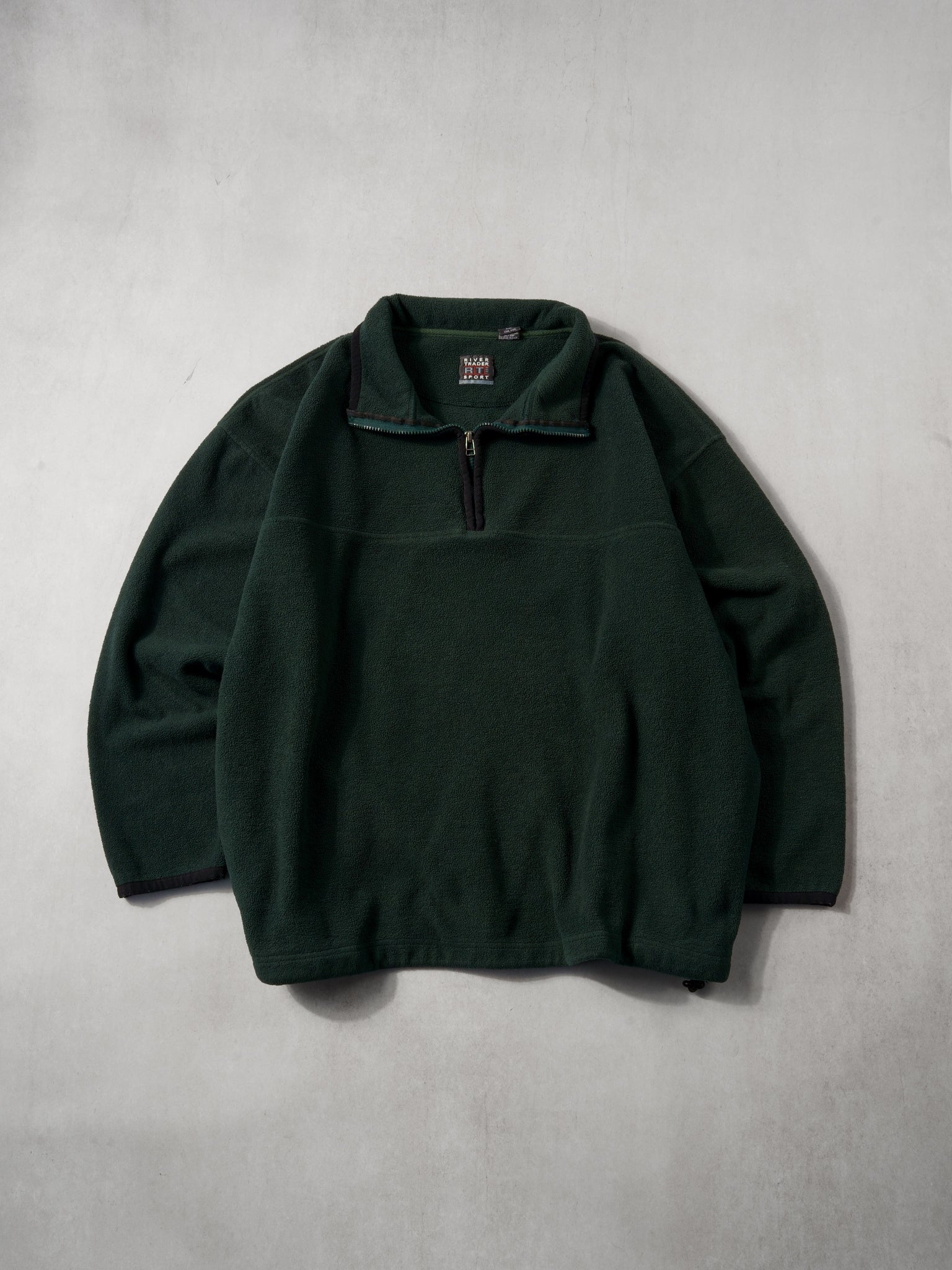 Vintage 80s Dark Green River Trader Sport 1/4 Zip Fleece (XXL)