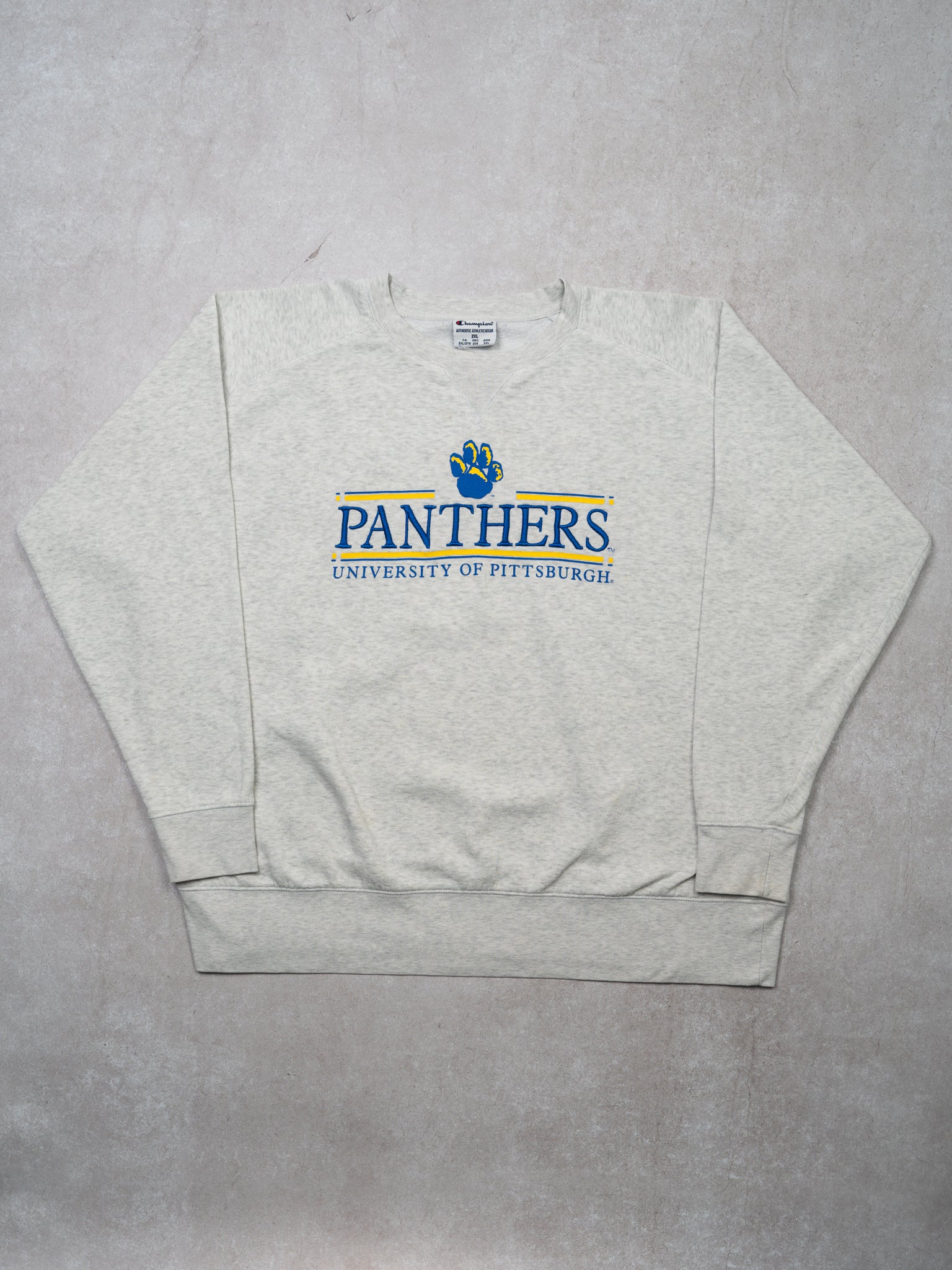 Vintage Light Grey Panthers U of Pittsburgh Crewneck (XL/XXL)