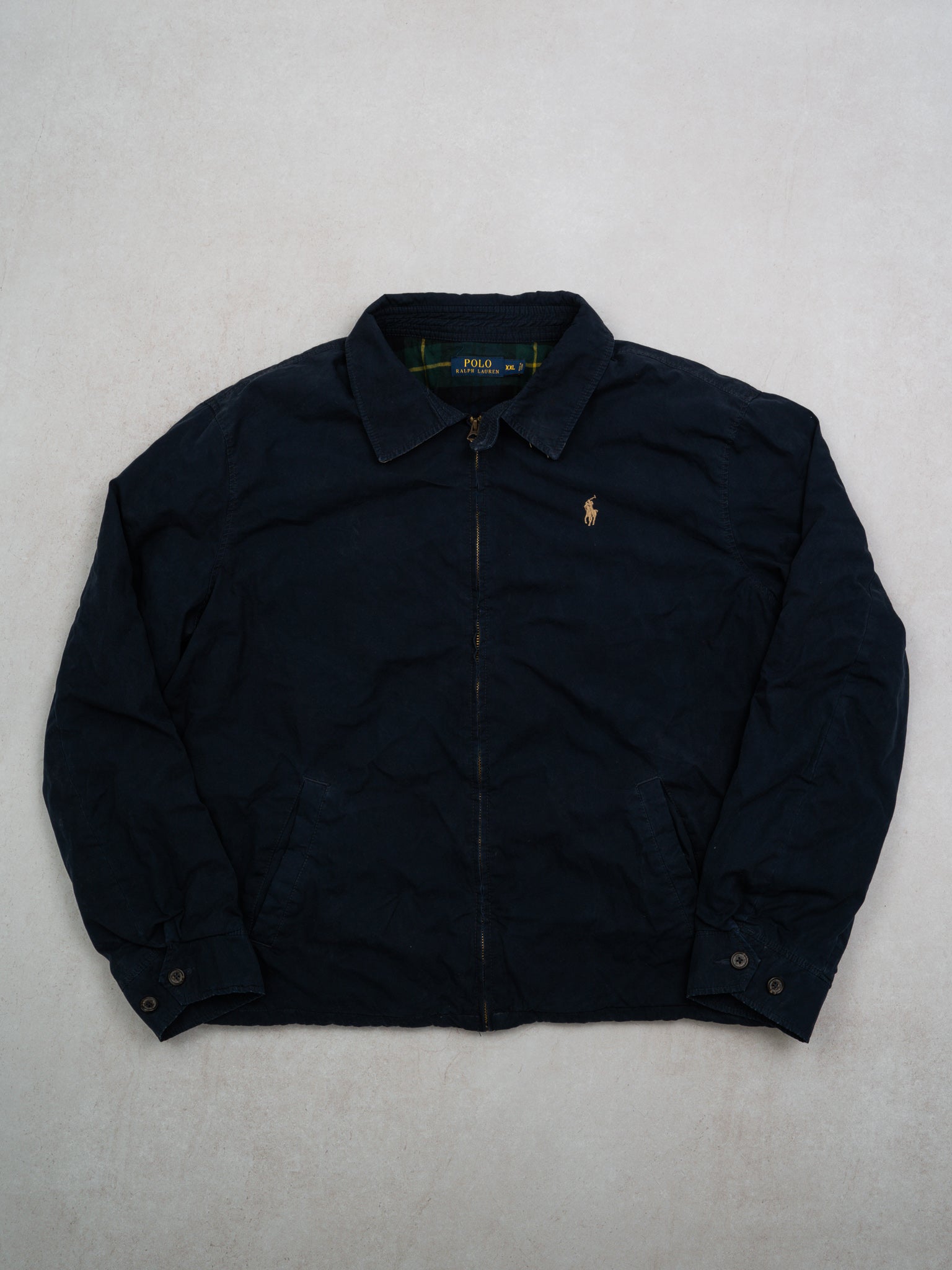 Vintage Navy + Beige Insulated Polo Zip Up Jacket (XL)