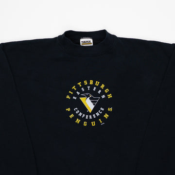 Vintage 90s Black Pittsburgh Penguins Eastern Conference Crewneck (L) | Rebalance Vintage.