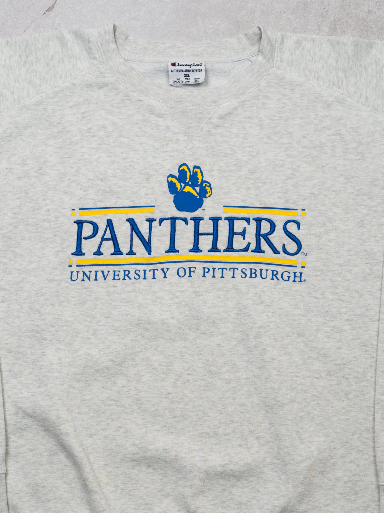 Vintage Light Grey Panthers U of Pittsburgh Crewneck (XL/XXL)